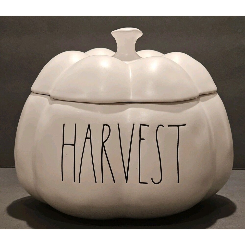RARE Rae Dunn HARVEST Pumpkin Canister w/ Lid - Artisan Collection Magenta - EUC - Picture 2 of 12
